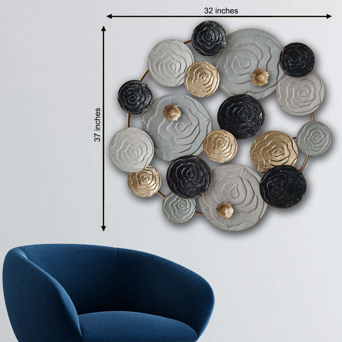 Geometric metal decor measurements
