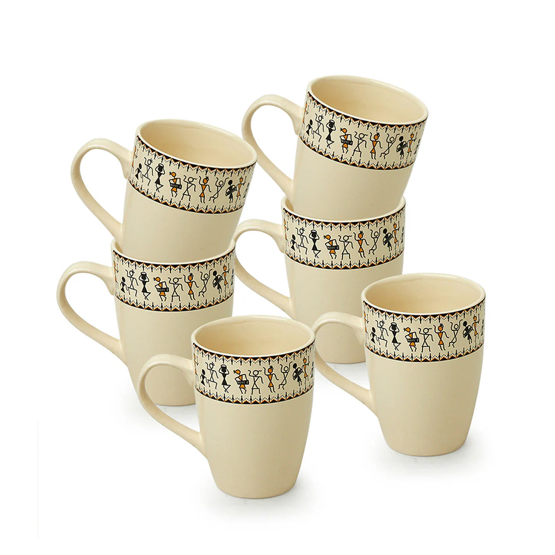 Tribal print ceramic coffee mug set for modern kitchen and dining decor